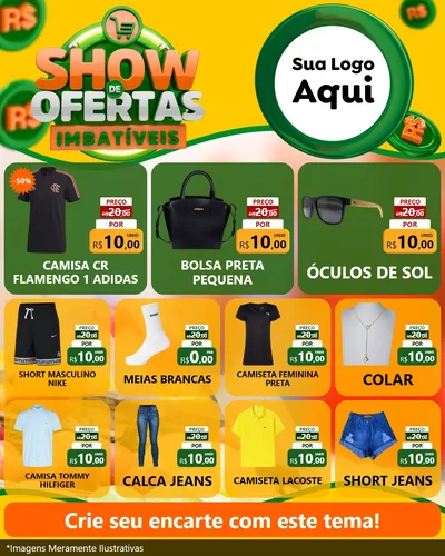 Modelo de Rede Social para Feed Instagram com o tema Show de Ofertas Imbatíveis para Roupas e acessórios