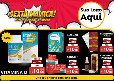 Modelo de Encarte para Encarte A4 Horizontal com o tema Sexta Maluca! para Farmácia