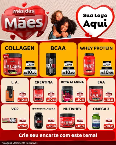 Modelo de Rede Social para Feed Instagram com o tema Mês das Mães para Suplementos alimentares