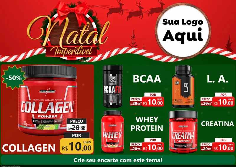 Modelo de Encarte para Encarte A4 Horizontal com o tema Natal Imperdível para Suplementos alimentares