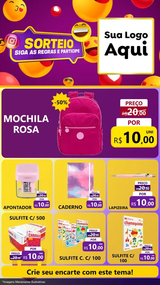 Modelo de Rede Social para Stories com o tema Sorteio para Papelaria