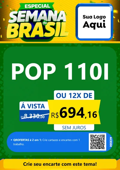 Modelo de Cartaz para Cartaz A4 Vertical com o tema Especial Semana do Brasil para Concessionaria de Motos