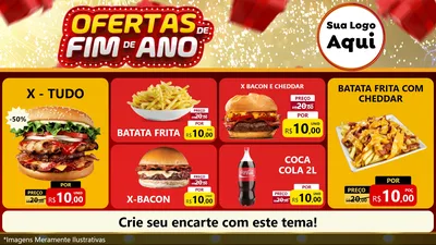 Modelo de TV para TV Horizontal com o tema Ofertas de Fim de Ano para Hamburgueria