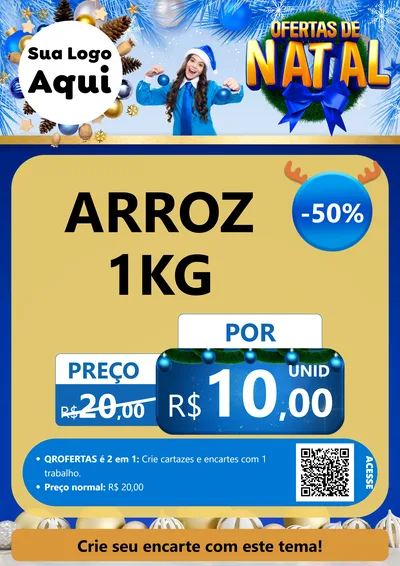 Modelo de Cartaz para Cartaz A4 Vertical com o tema Ofertas de Natal para Supermercado
