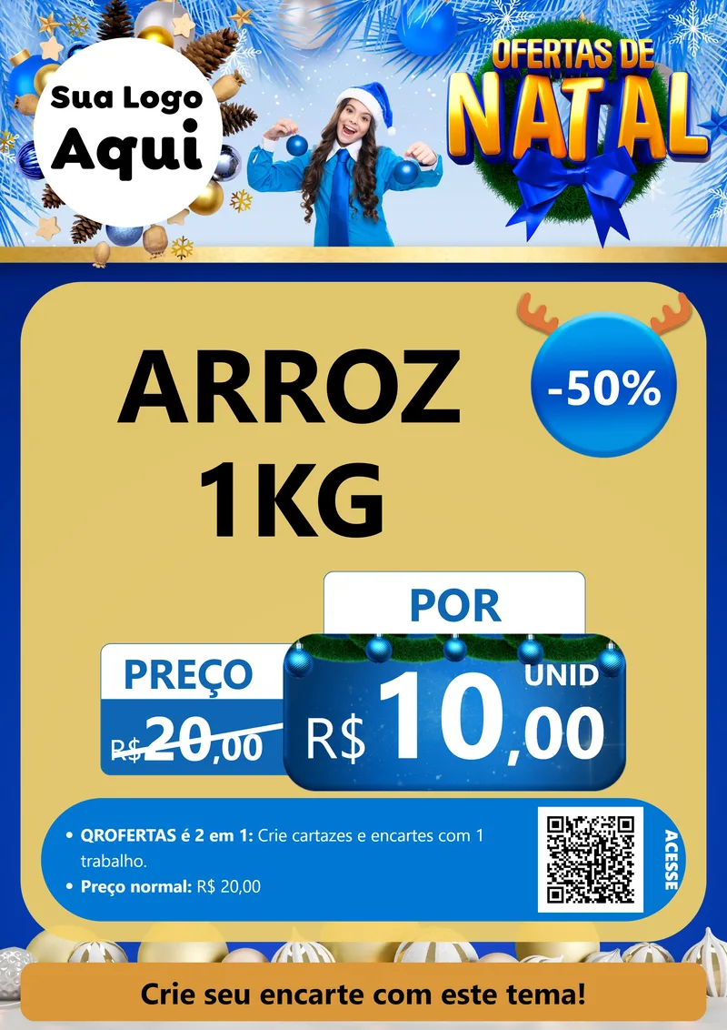 Modelo de Cartaz para Cartaz A4 Vertical com o tema Ofertas de Natal para Supermercado