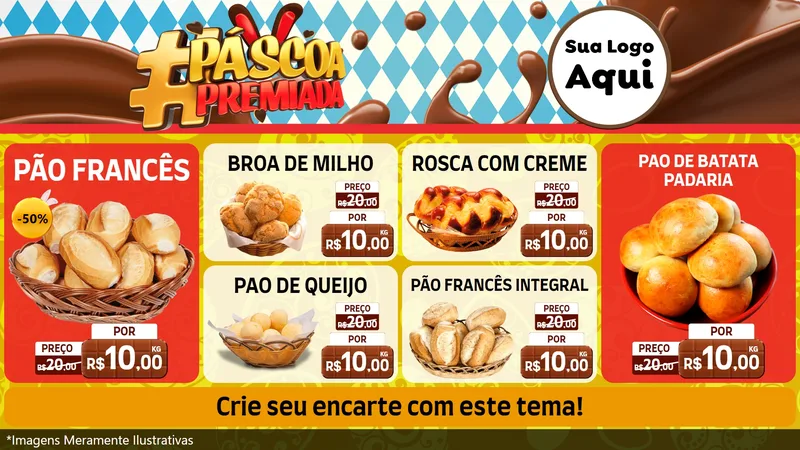 Modelo de TV para TV Horizontal com o tema Páscoa Premiada para Padaria