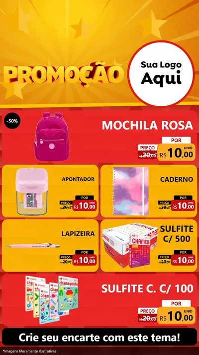 Modelo de TV para TV Vertical com o tema Promoção para Papelaria