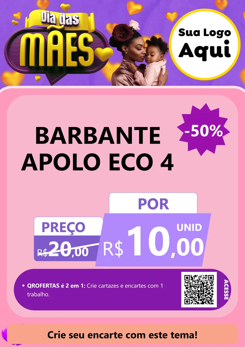Modelo de Cartaz para Cartaz A4 Vertical com o tema Dia das Mães para Armarinho e Aviamentos