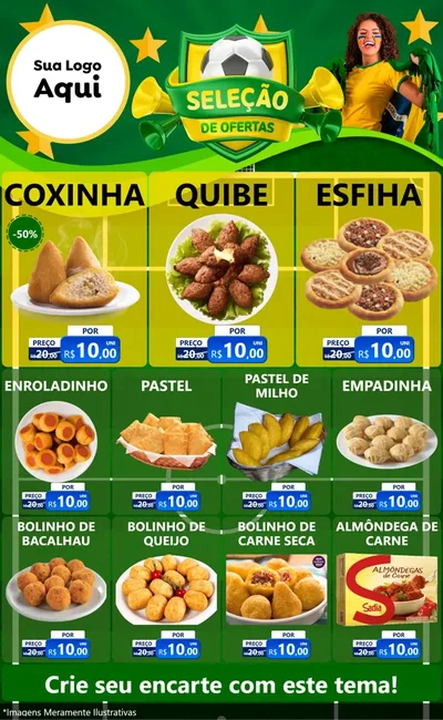 Modelo de Encarte para Encarte Grande com o tema Seleção de Ofertas - Copa para Salgadaria
