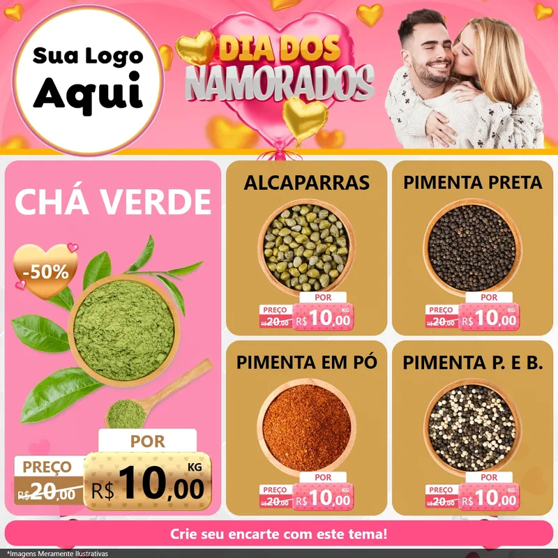 Modelo de Rede Social para Feed Facebook com o tema Dia dos Namorados para Produtos Naturais