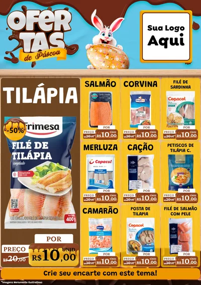 Modelo de Encarte para Encarte A4 Vertical com o tema Ofertas de Páscoa para Peixaria