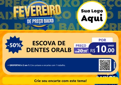 Modelo de Cartaz para Cartaz A4 Horizontal com o tema Fevereiro de Preço Baixo para Higiene Pessoal
