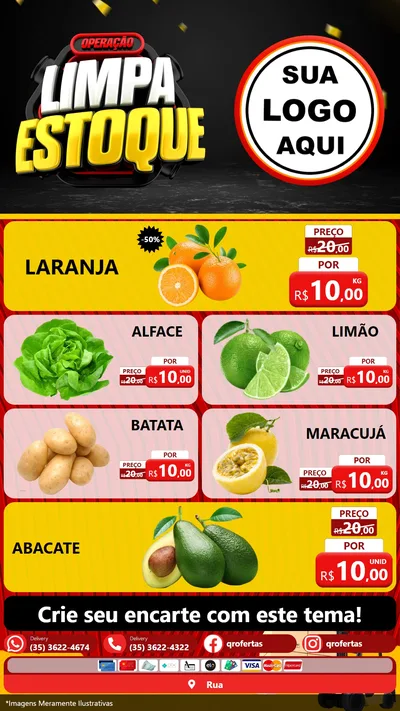 Modelo de TV para TV Vertical com o tema Operação Limpa Estoque para Hortifrúti