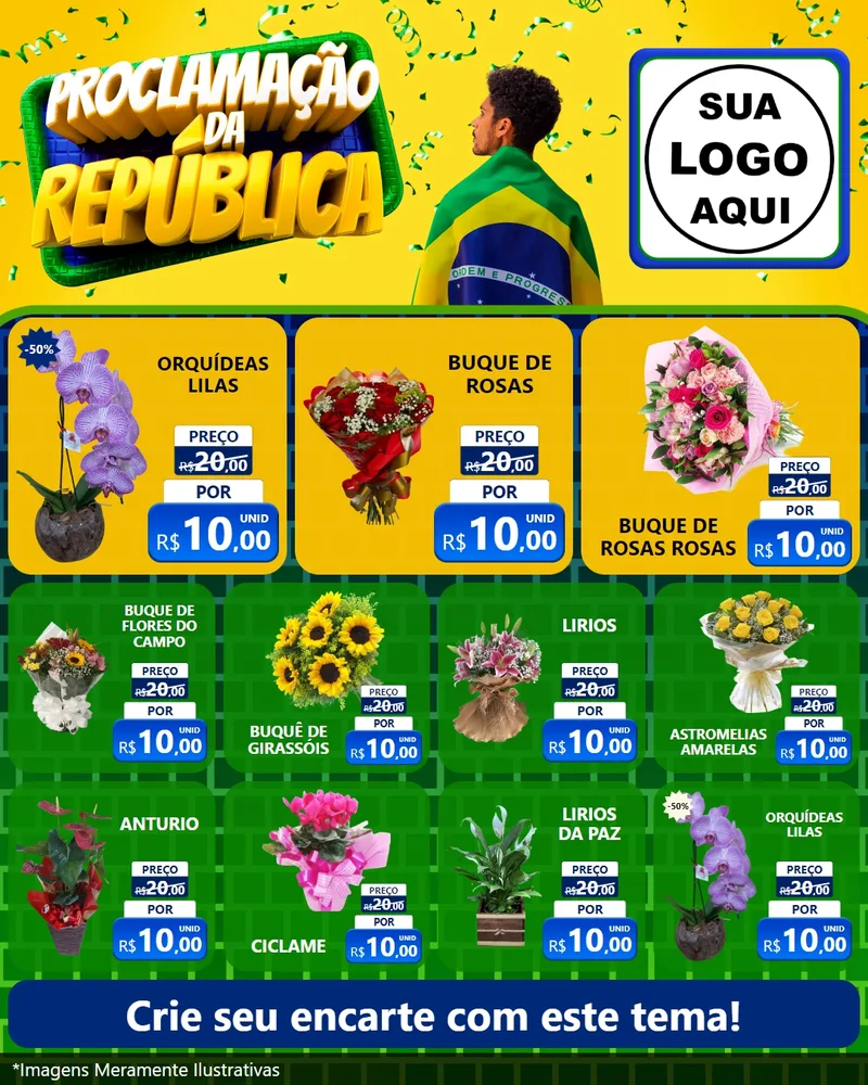 Modelo de Rede Social para Feed Instagram com o tema Proclamação da República para Floricultura e jardim