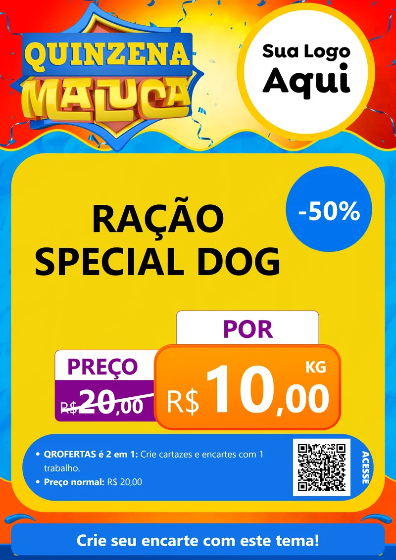 Modelo de Cartaz para Cartaz A4 Vertical com o tema Quinzena Maluca para Pet Shop