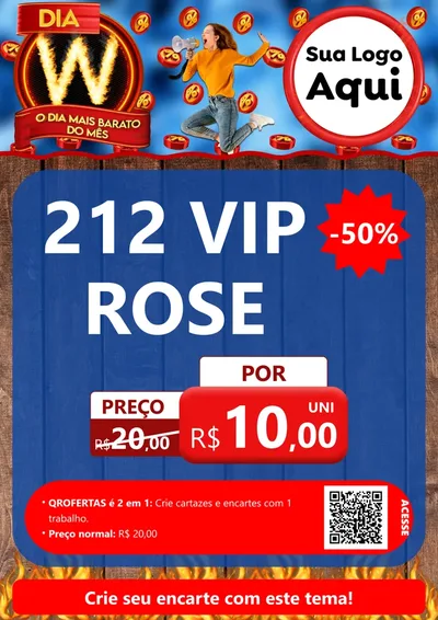 Modelo de Cartaz para Cartaz A4 Vertical com o tema Dia W - O Dia Mais Barato Do Mês para Perfumes