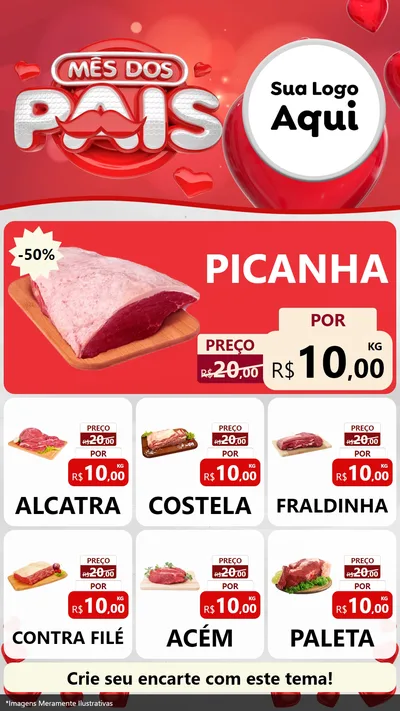 Modelo de Rede Social para Stories com o tema Mês dos Pais para Açougue