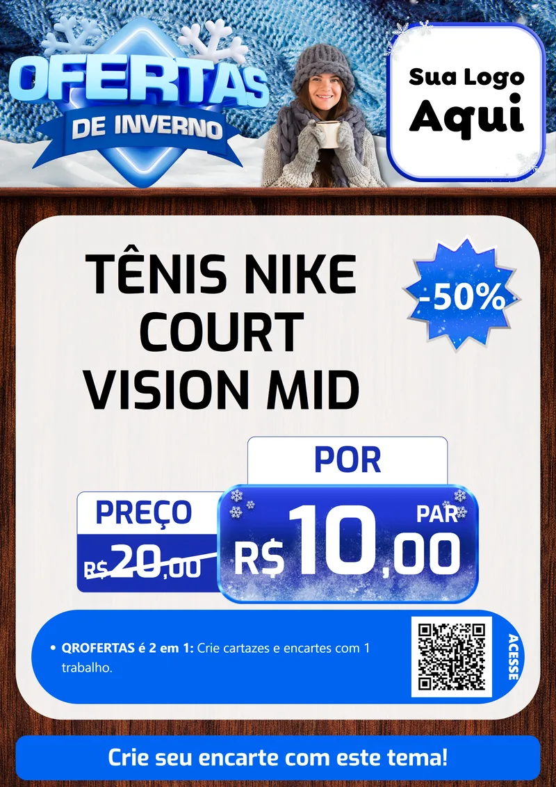 Modelo de Cartaz para Cartaz A4 Vertical com o tema Ofertas de Inverno para Calçados