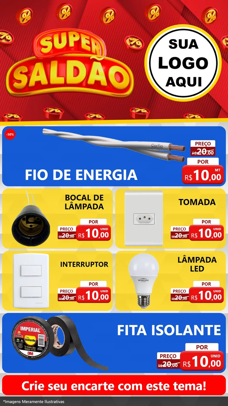 Modelo de TV para TV Vertical com o tema Super Saldão para Materiais Elétricos
