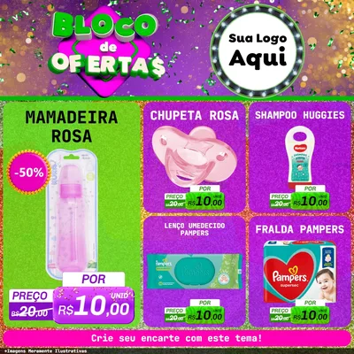 Modelo de Rede Social para Feed Facebook com o tema Bloco de Ofertas para Bebês
