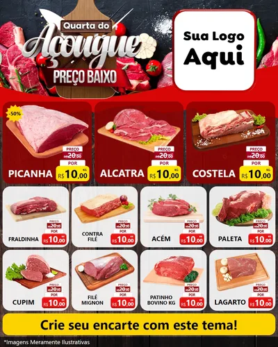 Modelo de Rede Social para Feed Instagram com o tema Quarta do Açougue Preço Baixo para Açougue
