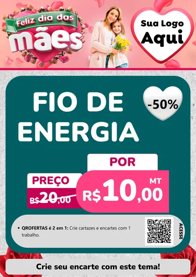 Modelo de Cartaz para Cartaz A4 Vertical com o tema Feliz Dia das Mães para Materiais Elétricos