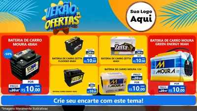 Modelo de TV para TV Horizontal com o tema Verão de Ofertas para Baterias Elétricas