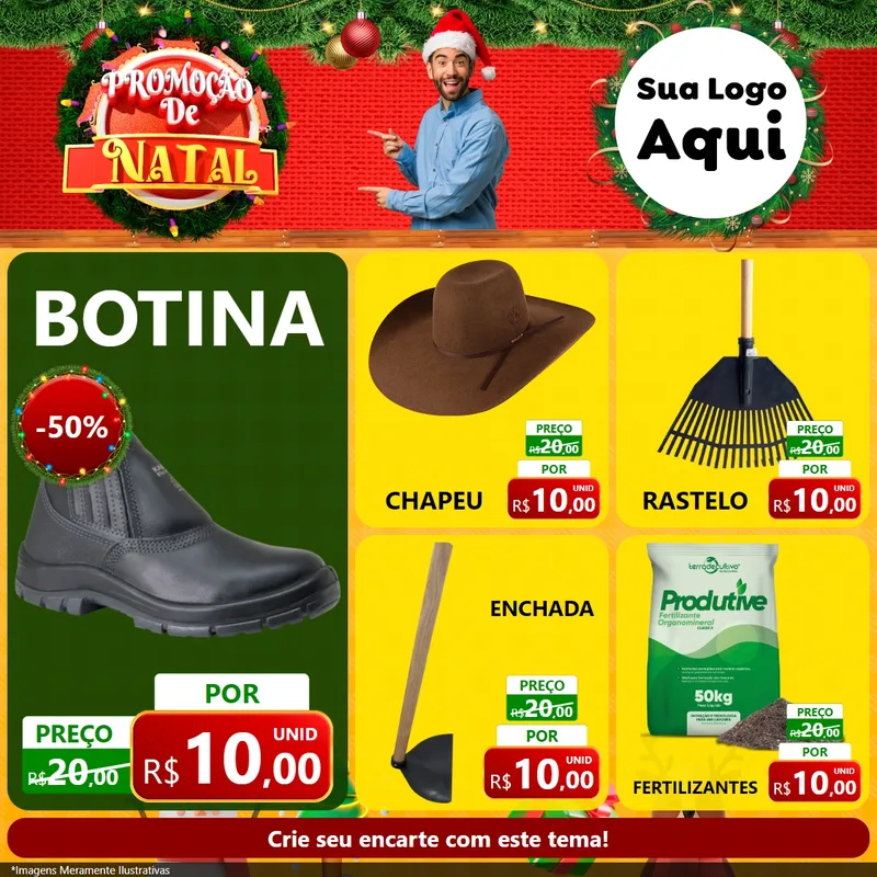Modelo de Rede Social para Feed Facebook com o tema Promoção de Natal para Agropecuária