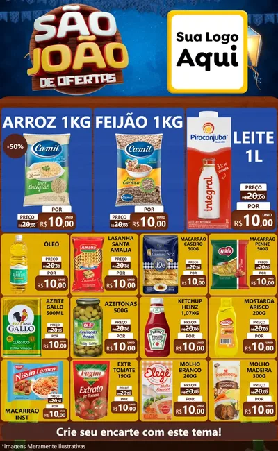 Modelo de Encarte para Encarte Grande com o tema São João Ofertas Imbatíveis! - Junina para Supermercado
