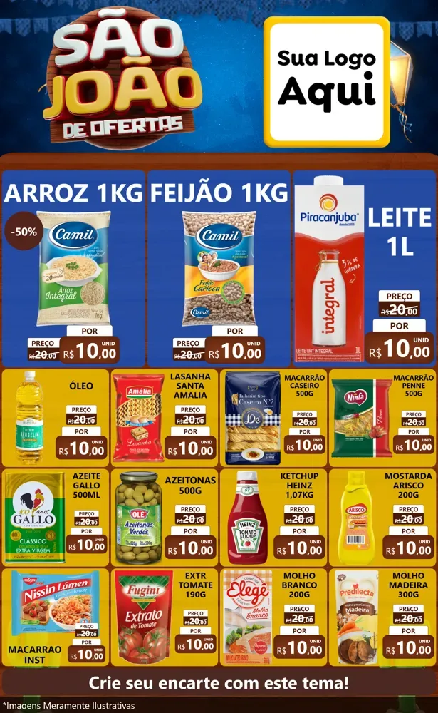 Modelo de Encarte para Encarte Grande com o tema São João Ofertas Imbatíveis! - Junina para Supermercado