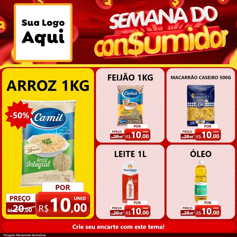 Modelo de Rede Social para Feed Facebook com o tema Semana do Consumidor para Supermercado