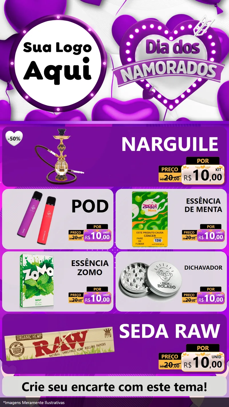Modelo de TV para TV Vertical com o tema Dia dos Namorados para Tabacaria