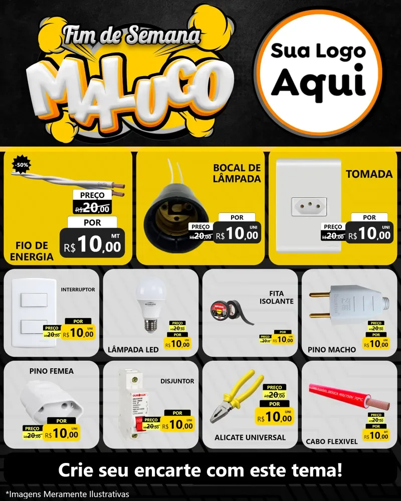 Modelo de Rede Social para Feed Instagram com o tema Fim de Semana Maluco para Materiais Elétricos