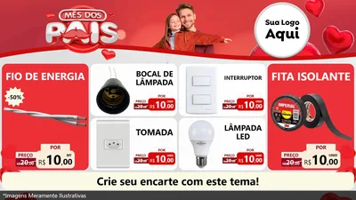 Modelo de TV para TV Horizontal com o tema Mês dos Pais para Materiais Elétricos