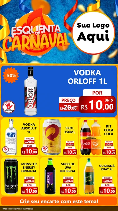 Modelo de Rede Social para Stories com o tema Esquenta de Carnaval para Distribuidora de bebidas
