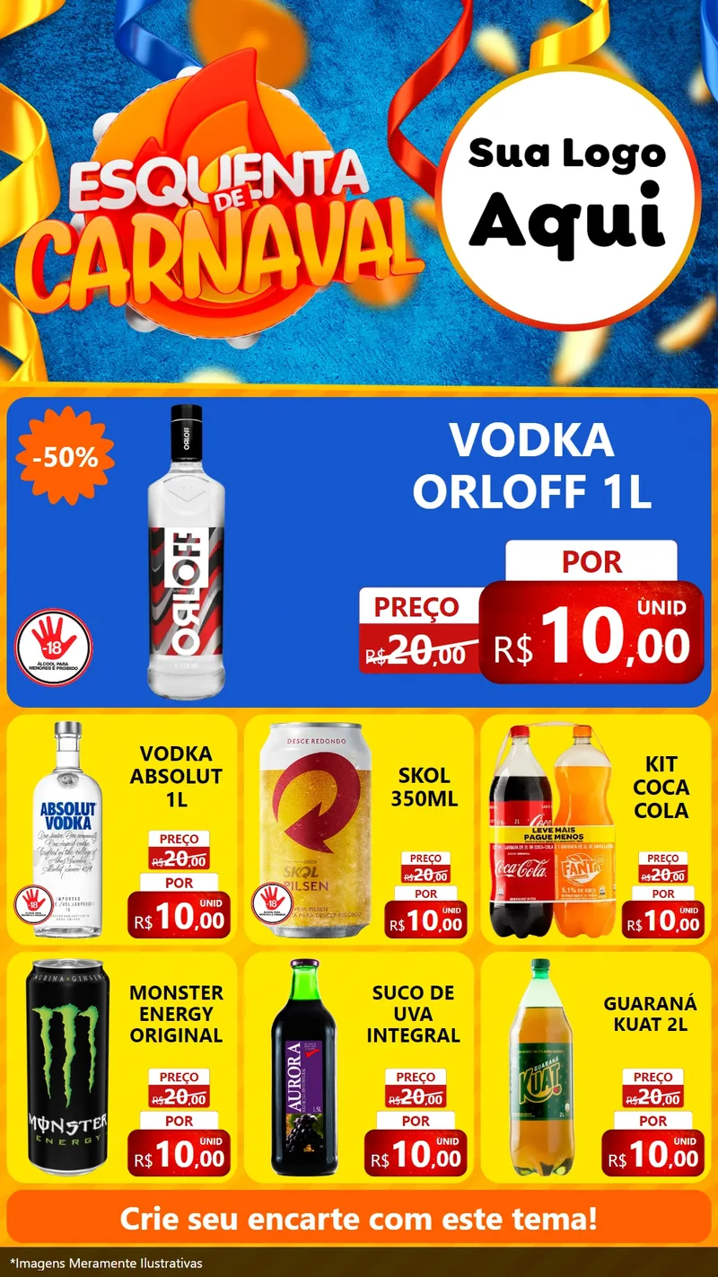 Modelo de Rede Social para Stories com o tema Esquenta de Carnaval para Distribuidora de bebidas