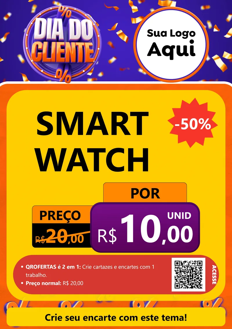 Modelo de Cartaz para Cartaz A4 Vertical com o tema Dia do Cliente para Informática