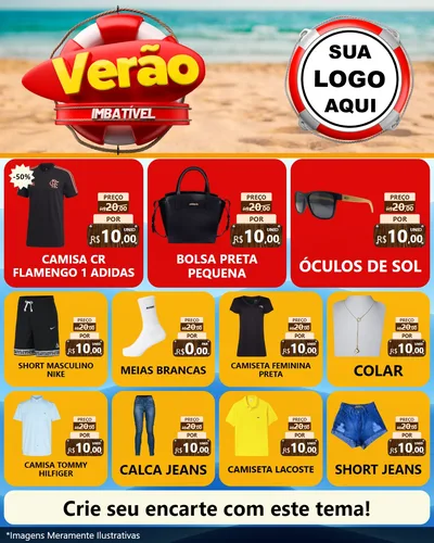 Modelo de Rede Social para Feed Instagram com o tema Verão Imbatível para Roupas e acessórios