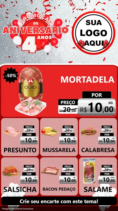Modelo de Rede Social para Stories com o tema Promoção de Aniversário - 4 Anos para Frios e Laticínios