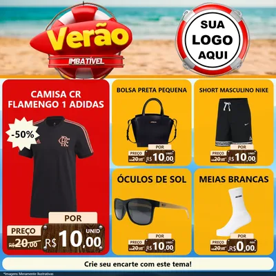 Modelo de Rede Social para Feed Facebook com o tema Verão Imbatível para Roupas e acessórios