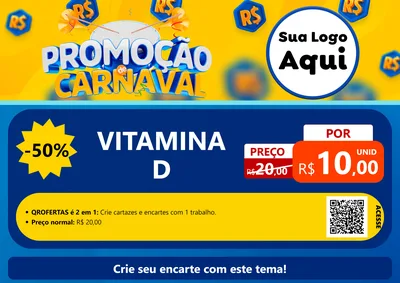 Modelo de Cartaz para Cartaz A4 Horizontal com o tema Promoção de Carnaval para Farmácia