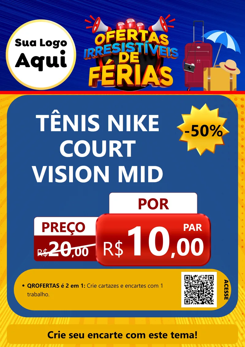 Modelo de Cartaz para Cartaz A4 Vertical com o tema Ofertas Irresistíveis de Férias para Calçados