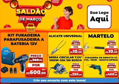 Modelo de Encarte para Encarte A4 Horizontal com o tema Saldão de Março para Maquinas e Ferramentas
