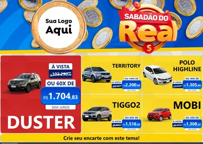 Modelo de Encarte para Encarte A4 Horizontal com o tema Sabadão do Real para Concessionaria de Carros
