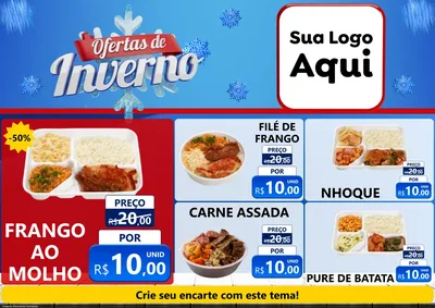 Modelo de Encarte para Encarte A4 Horizontal com o tema Ofertas de Inverno para Restaurante