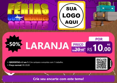 Modelo de Cartaz para Cartaz A4 Horizontal com o tema Férias com Grandes Ofertas para Hortifrúti