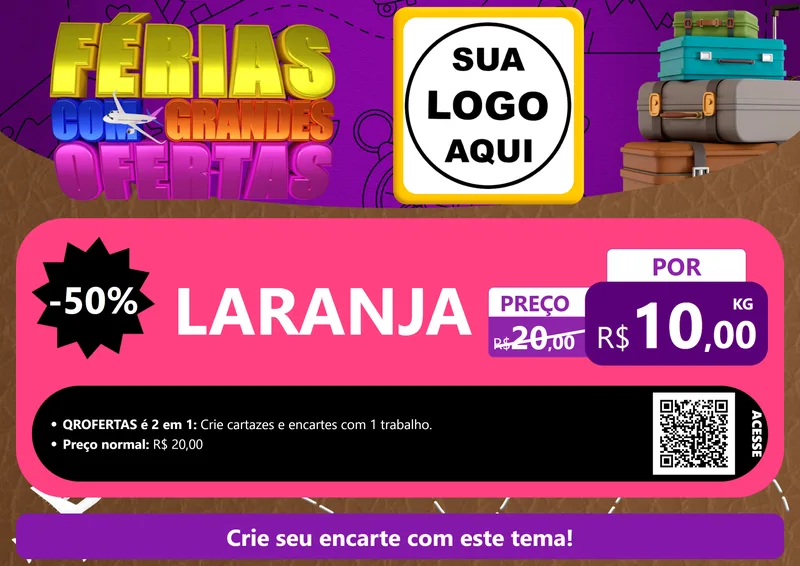 Modelo de Cartaz para Cartaz A4 Horizontal com o tema Férias com Grandes Ofertas para Hortifrúti