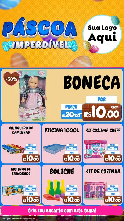 Modelo de Rede Social para Stories com o tema Páscoa Imperdível para Brinquedos