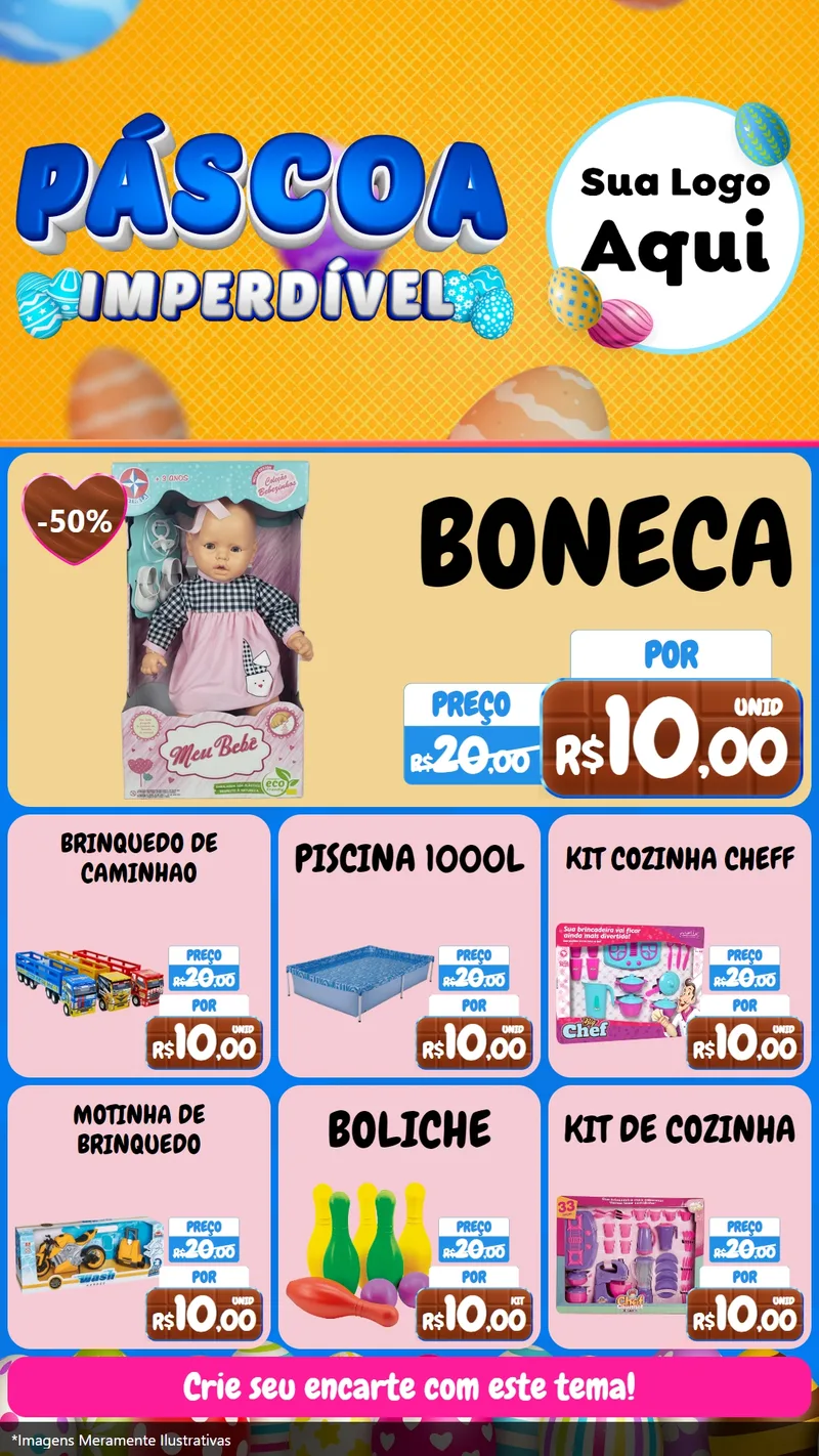 Modelo de Rede Social para Stories com o tema Páscoa Imperdível para Brinquedos