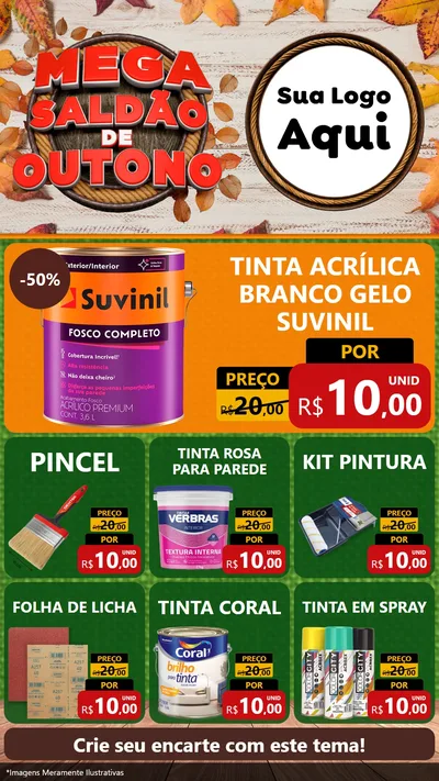 Modelo de Rede Social para Stories com o tema Mega Saldão de Outono para Tintas e Ferramentas